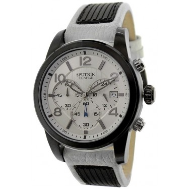 Мужские наручные часы Спутник Престиж НМ-1M834/4.3 бел.+сталь, хронограф, рем.